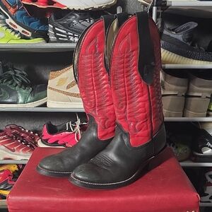 Men's Texas by Olathe Boots Red and Black Cowboy Boots Size 10.5 D